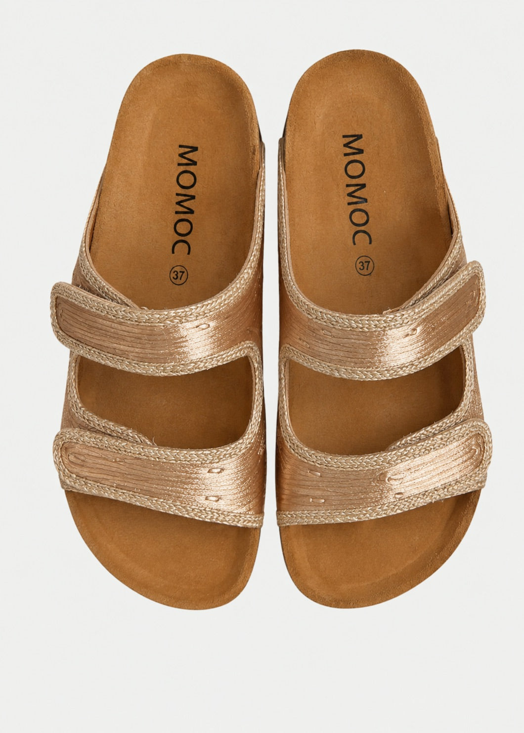 Momoc Biar wheat braided cord sandals top view natural jute edging cork platform zero waste Spain | Momoc Shoes