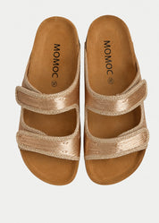 Momoc Biar wheat braided cord sandals top view natural jute edging cork platform zero waste Spain | Momoc Shoes