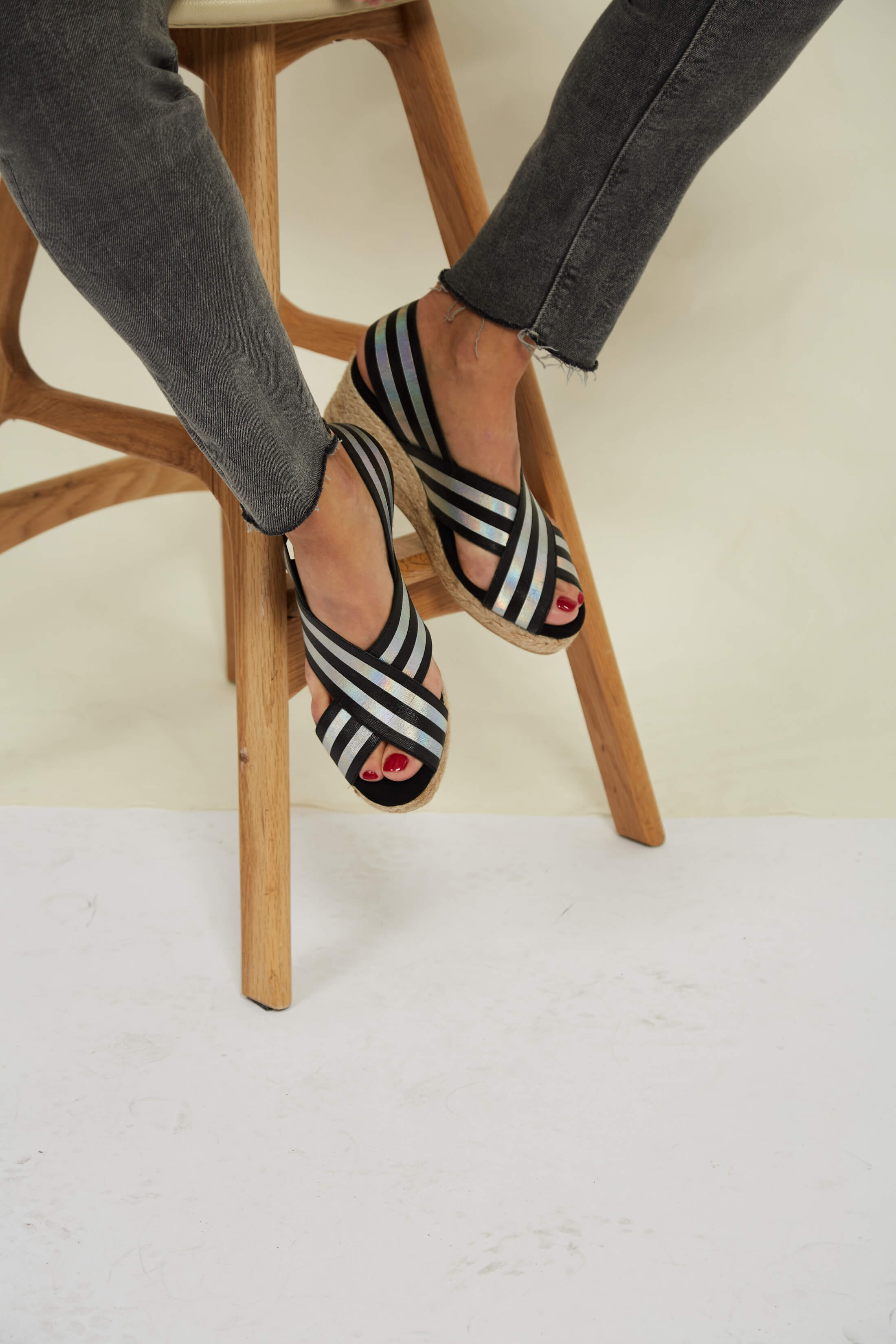 Sandales en jute élastique métallisé végétaliennes