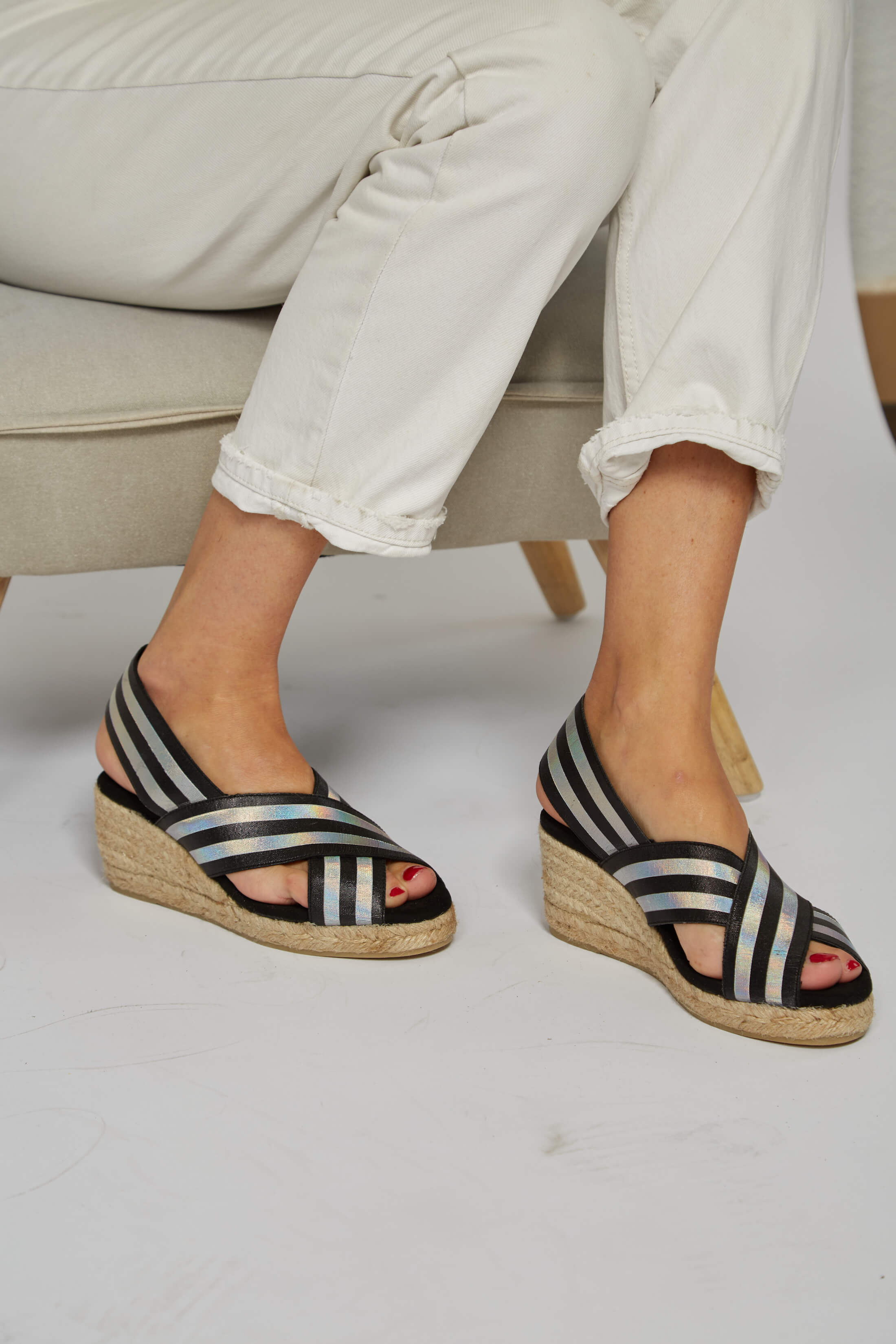 Sandales en jute élastique métallisé végétaliennes
