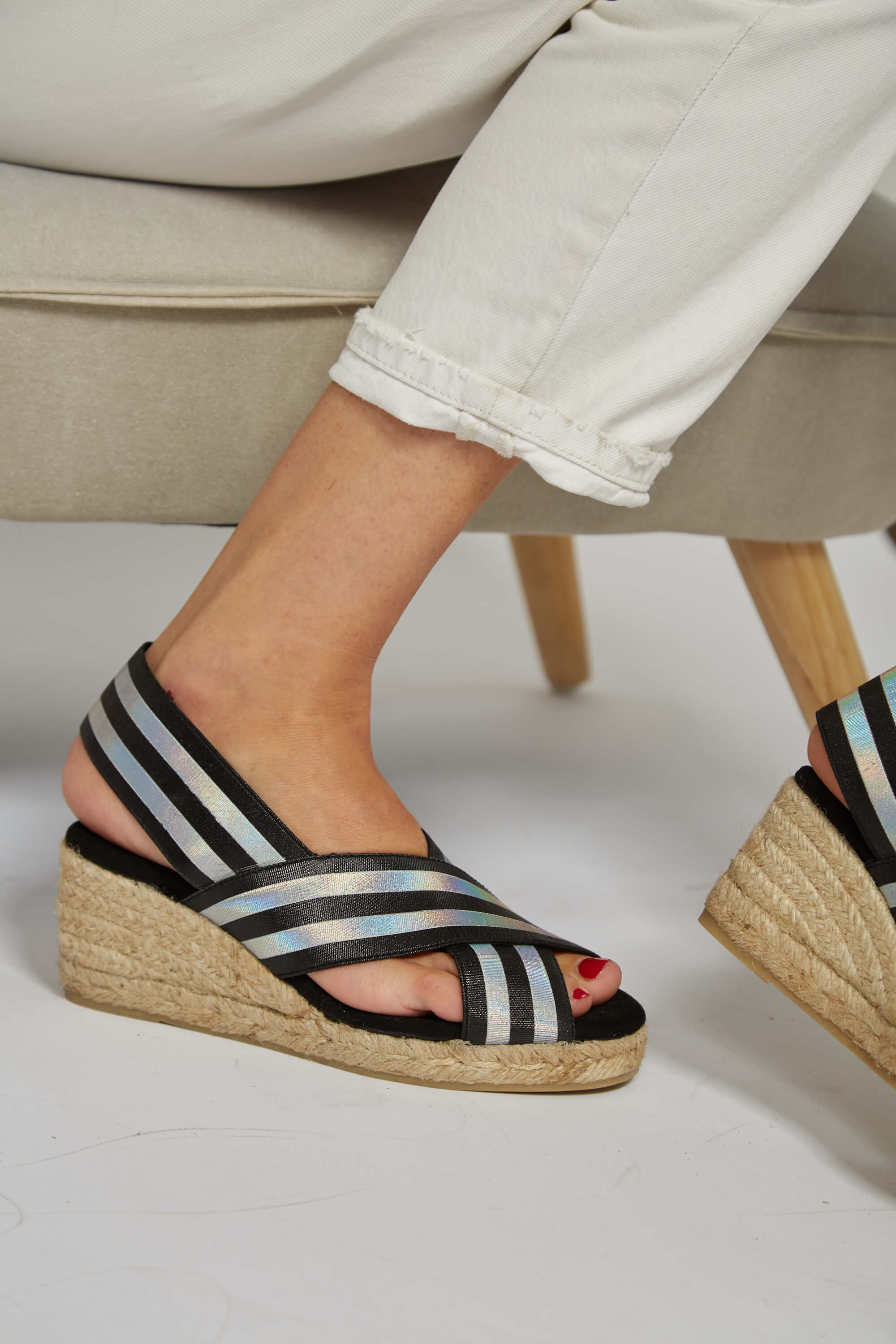Sandales en jute élastique métallisé végétaliennes