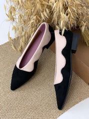 Momoc Sea Breeze black pink pale ballet flats styled dried grass lifestyle natural background handmade | Momoc Shoes