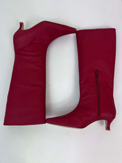 Momoc Rioja burgundy tall boots lying side view zipper closure detail microfibre breathable | Momoc Shoes Spain