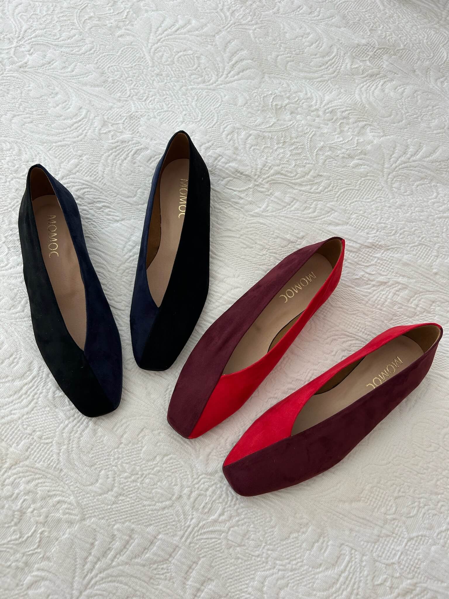 Ballerines bicolores rouge/bordeaux