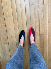 Ballerines bicolores rouge/bordeaux