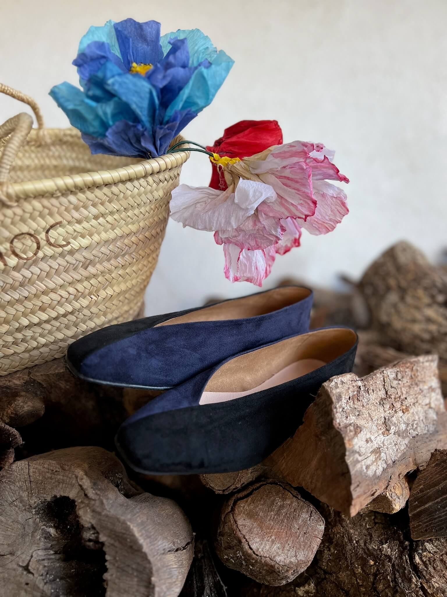 Ballerines bicolores noires/bleu marine