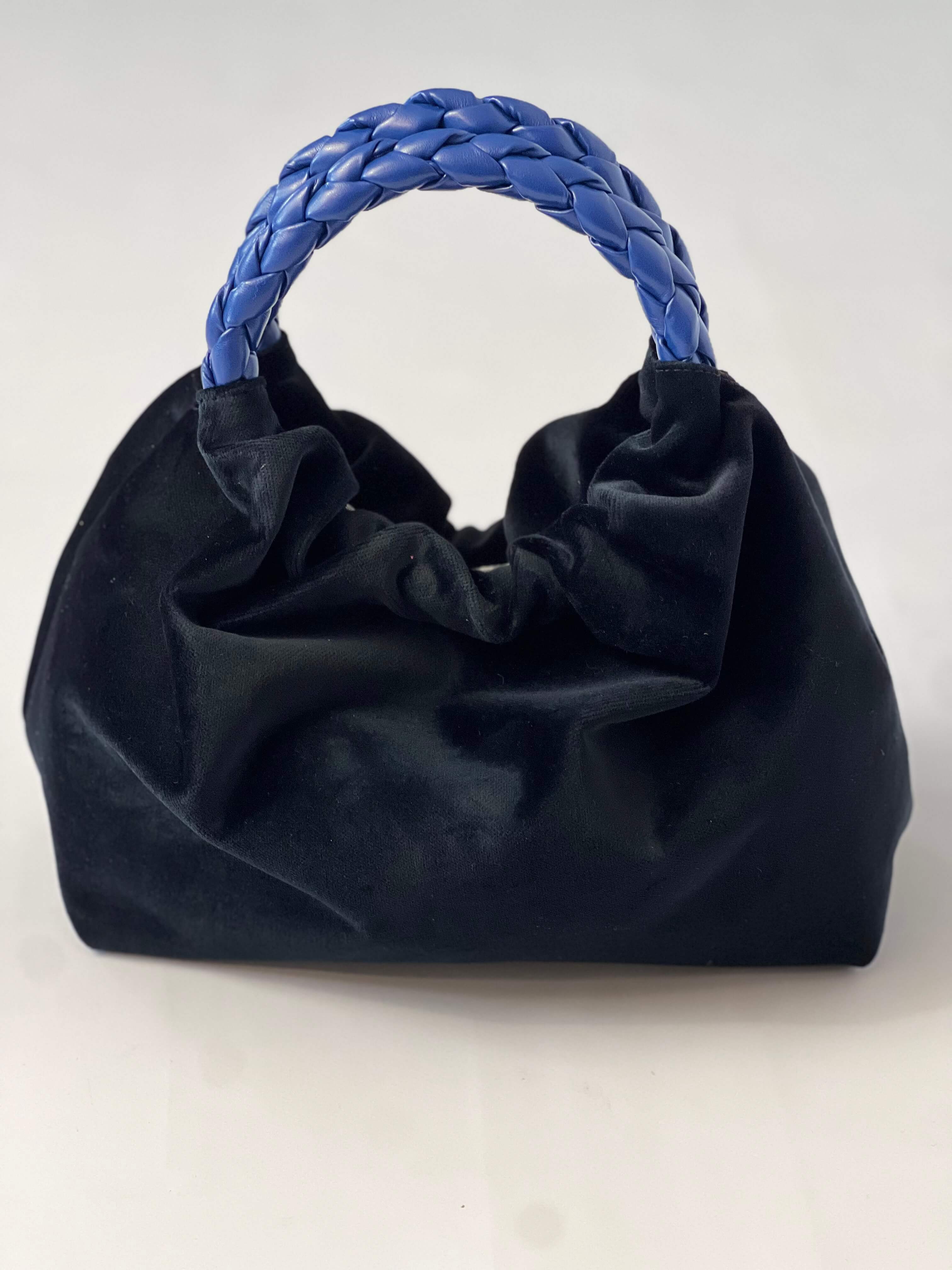 Momoc Bolso de mano Terciopelo negro Asa Cobalto