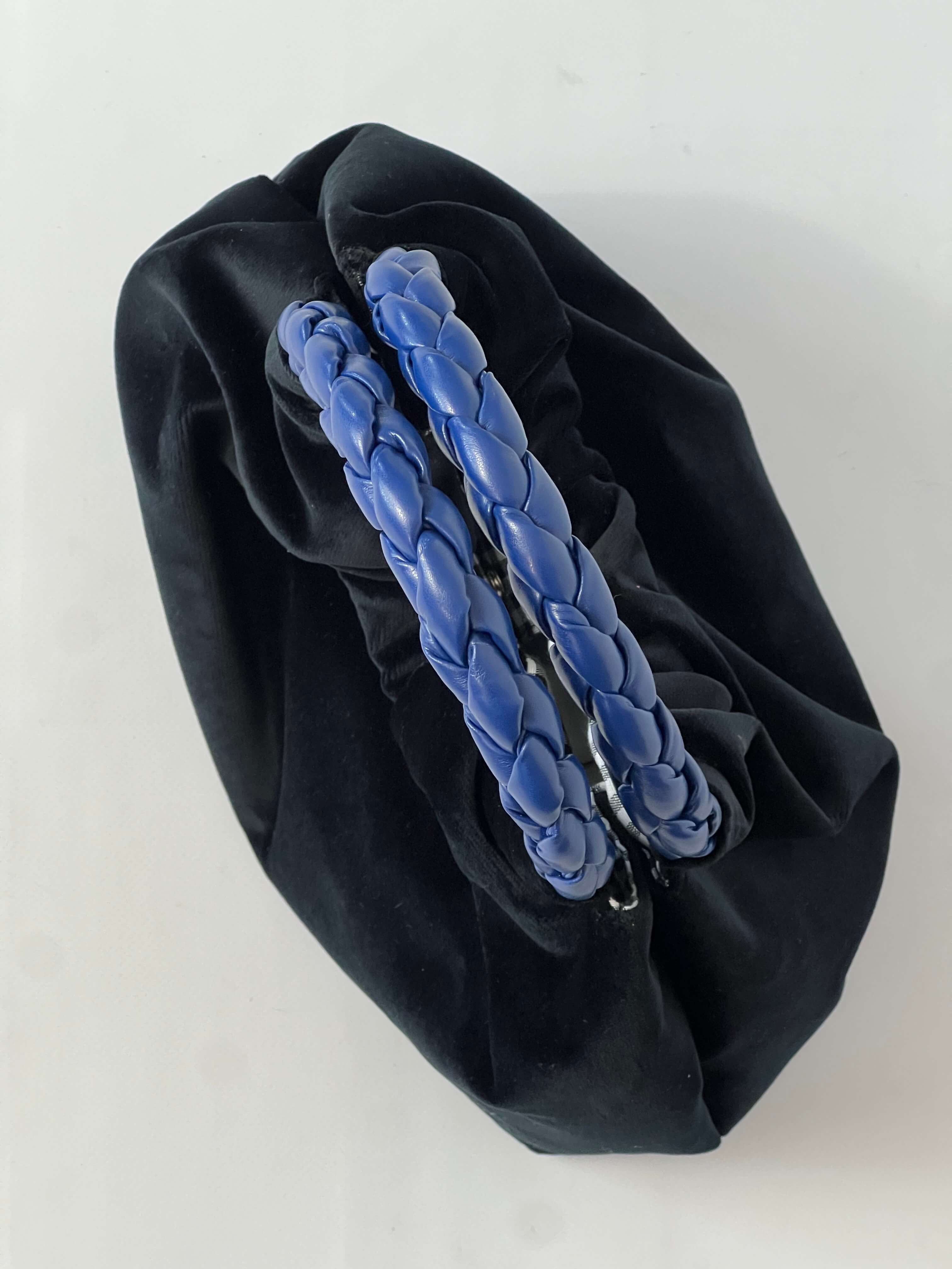 Momoc Bolso de mano Terciopelo negro Asa Cobalto