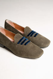 Mocassin en velours côtelé vert