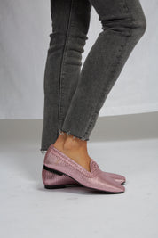 Mocasín NY metalizado rosa