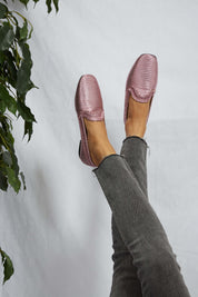 Mocasín NY metalizado rosa