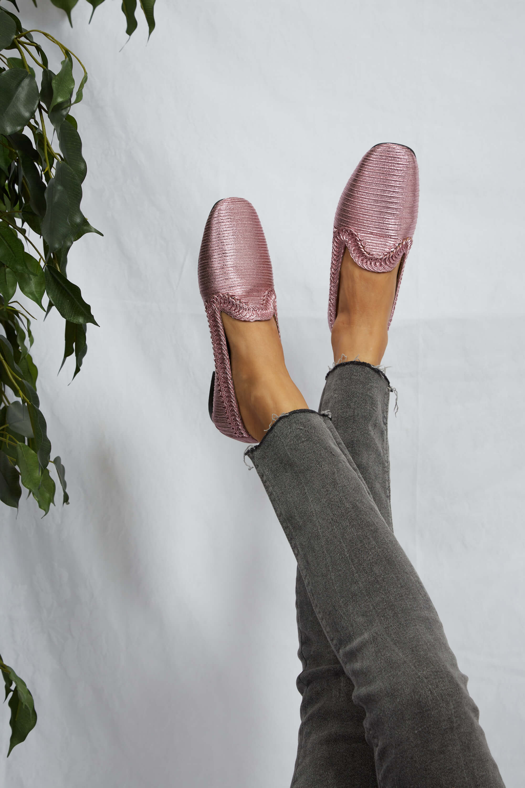 Mocasín NY metalizado rosa