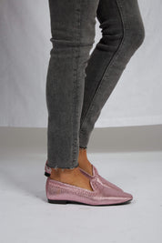 Mocasín NY metalizado rosa