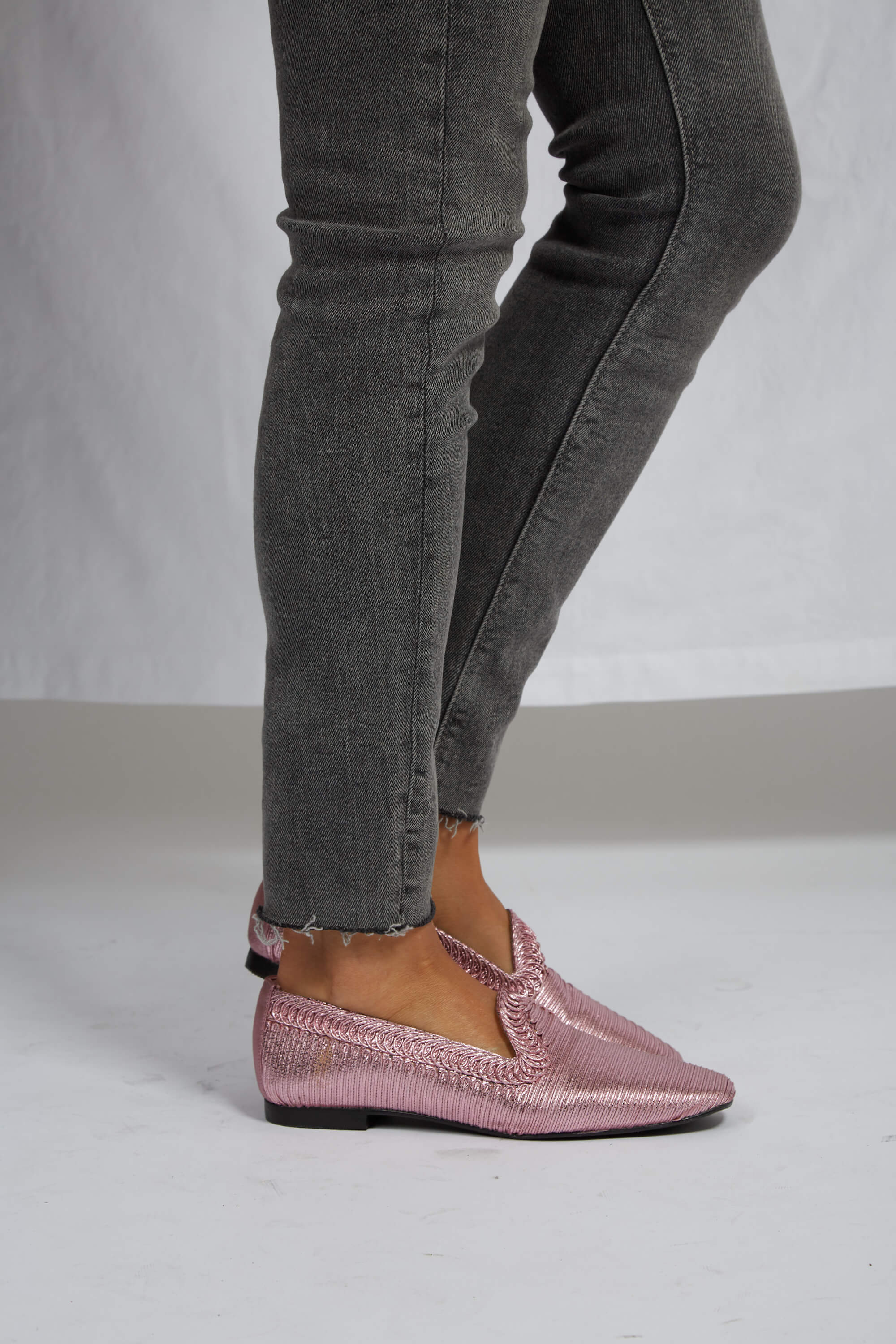 Mocasín NY metalizado rosa