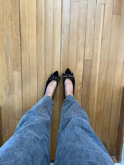 Black Ballerinas with Zipper Tie
