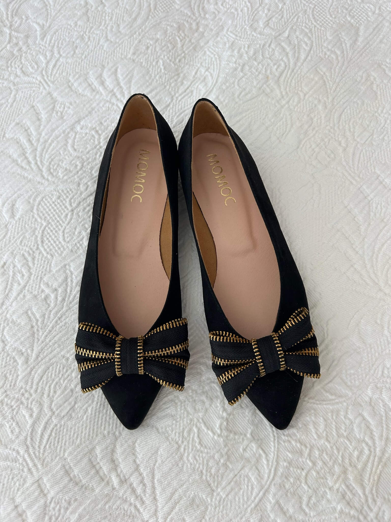 Black Ballerinas with Zipper Tie