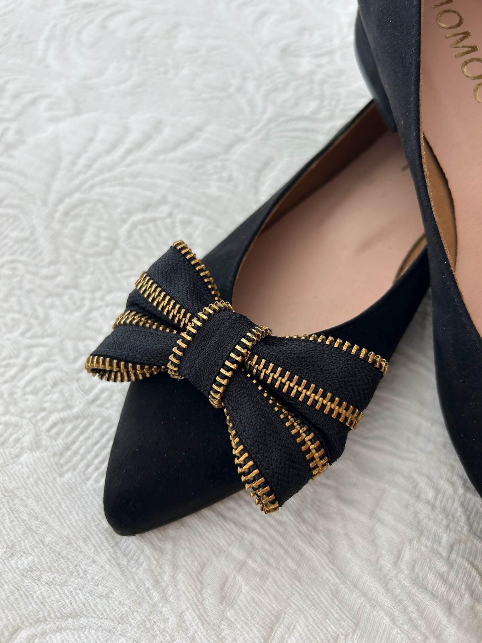 Black Ballerinas with Zipper Tie