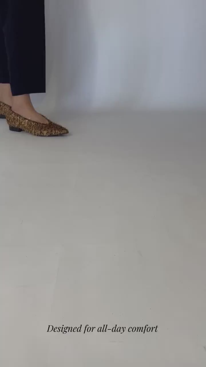 Metal Furry Ballet Flats walking video | Momoc Shoes