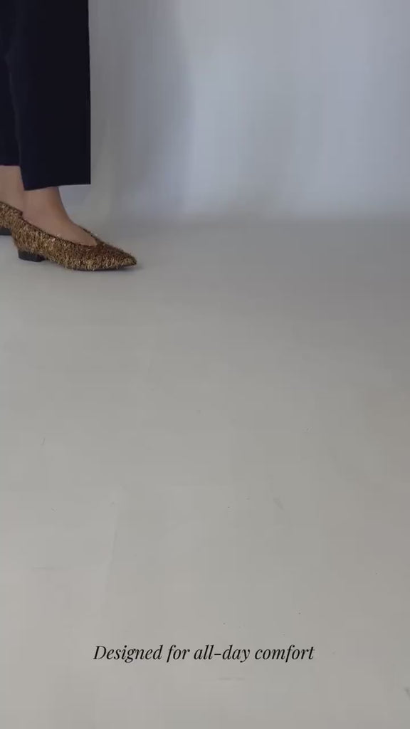 Metal Furry Ballet Flats walking video | Momoc Shoes