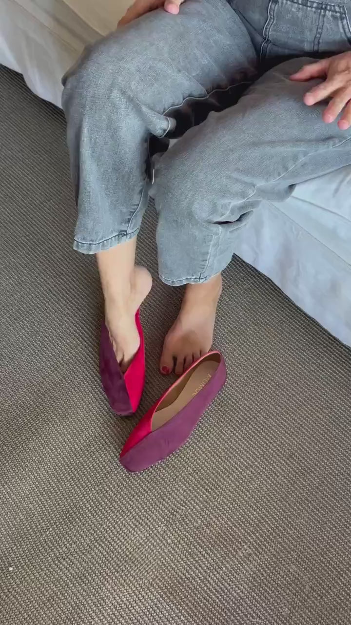 Ballerines bicolores rouge/bordeaux