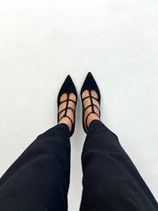 Black midi heel women handcrafted Spain | Momoc Shoes