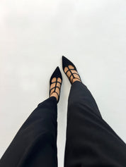 Black midi heel women handcrafted Spain | Momoc Shoes